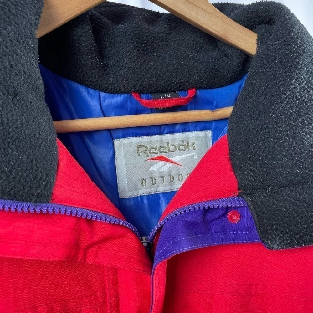 Vintage Reebok Outdoors Full‎ Zip Parka in Red Blue Size Large